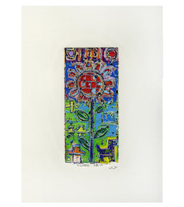 Original Woodblock Painting "Happy" by Seung Lee
