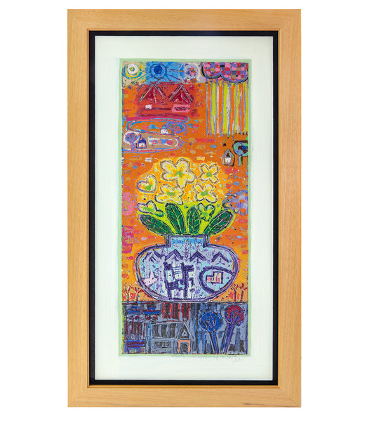 Pintura original en xilografía "Mauna feliz" de Seung Lee