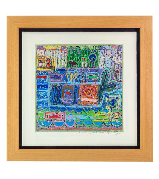 Pintura xilográfica original "Kohola Buena Suerte" de Seung Lee