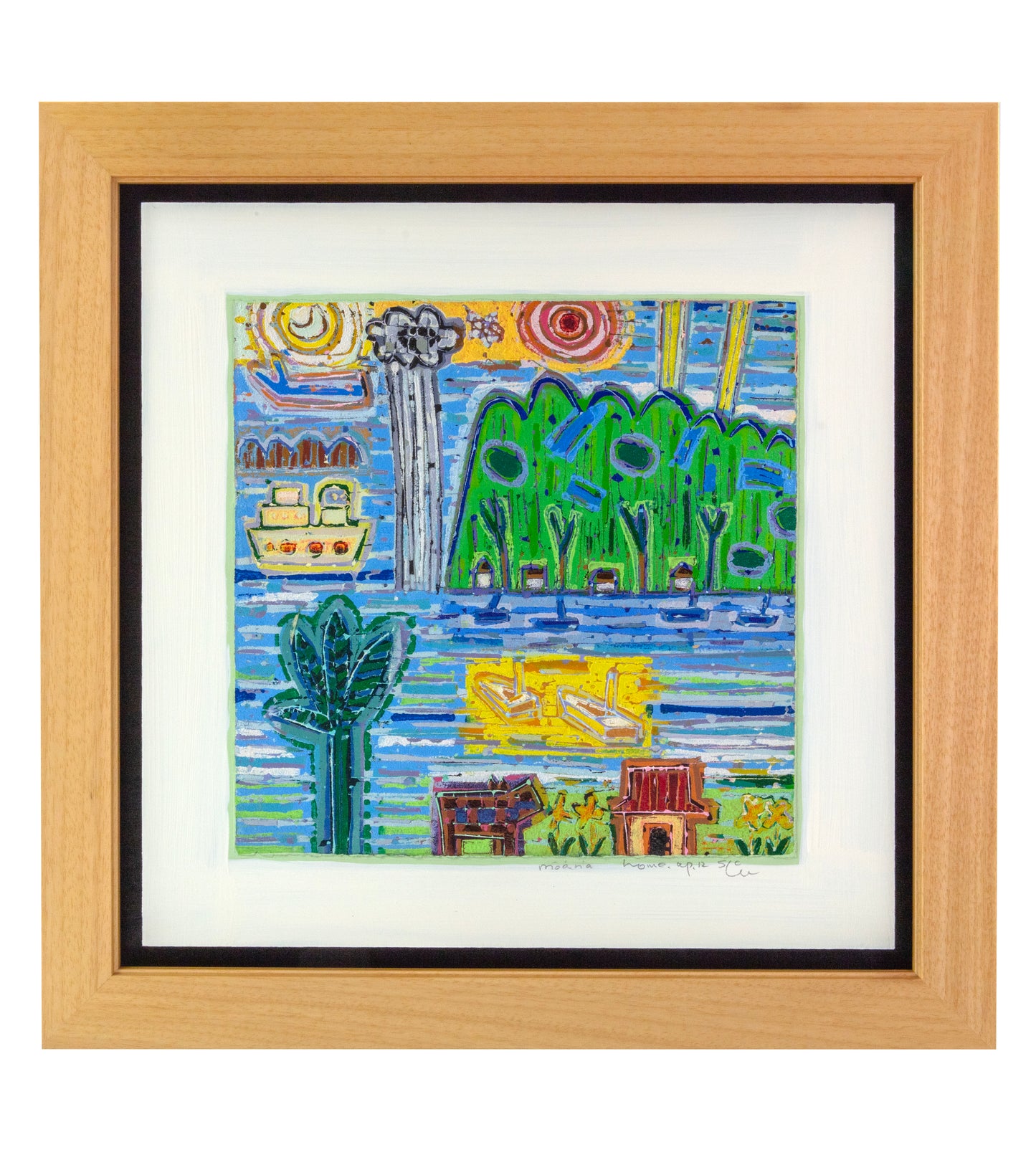 Pintura original en xilografía "Moana Home" de Seung Lee