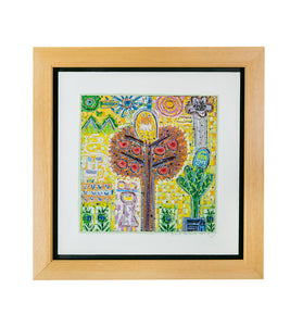 Original Woodblock Painting "Good Fortune" by Seung Lee