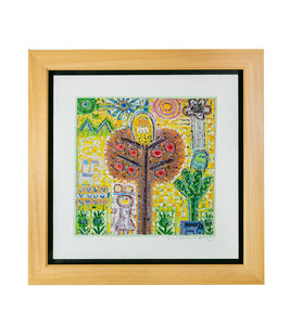 Original Woodblock Painting "Good Fortune" by Seung Lee