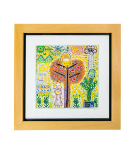Original Woodblock Painting "Good Fortune" by Seung Lee