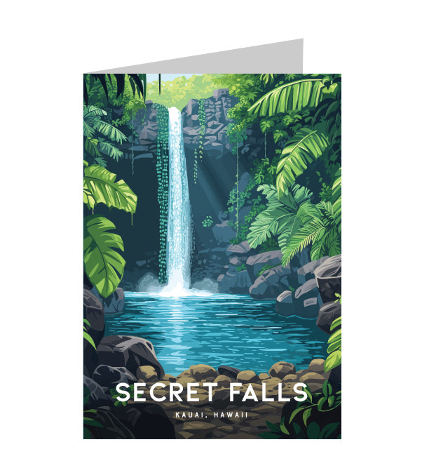 Greeting Card "Secret Falls, Kauai" Hawaii Travel Art