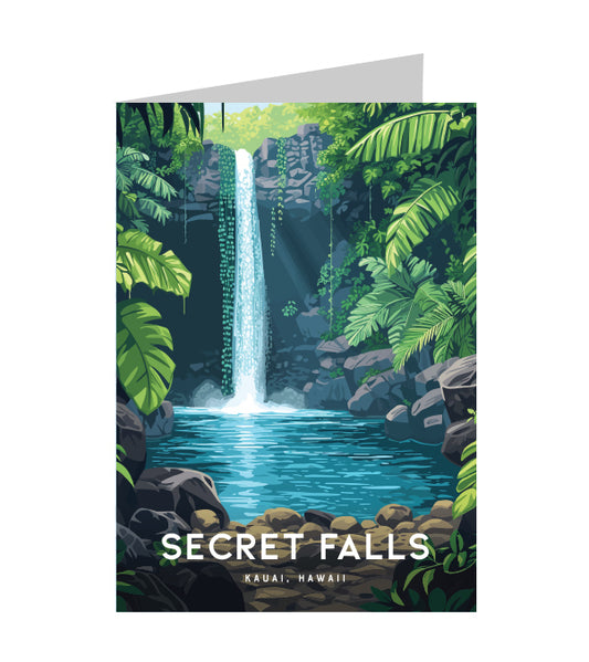 Greeting Card "Secret Falls, Kauai" Hawaii Travel Art