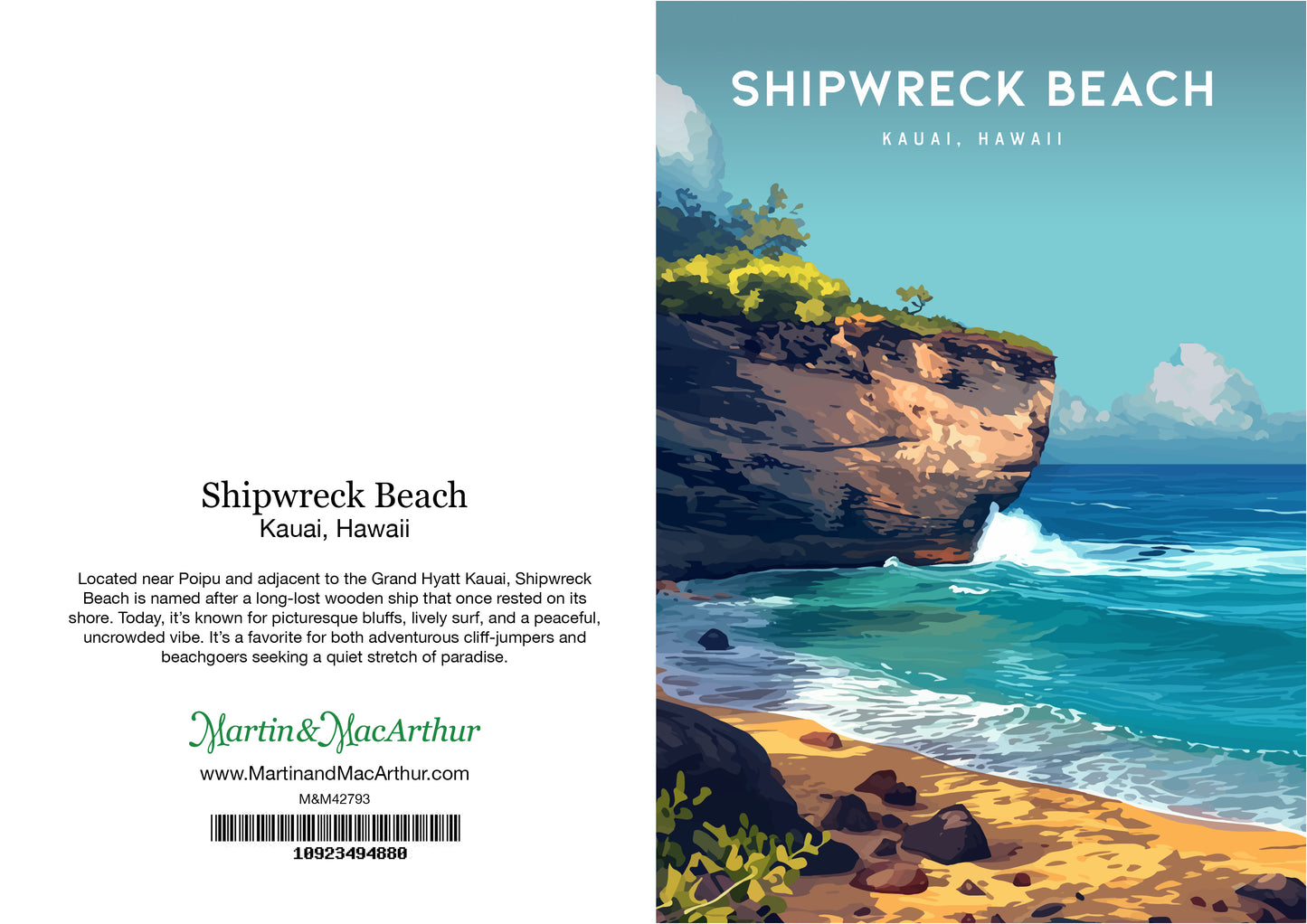 Greeting Card "Shipwreck Beach, Kauai" Hawaii Travel Art