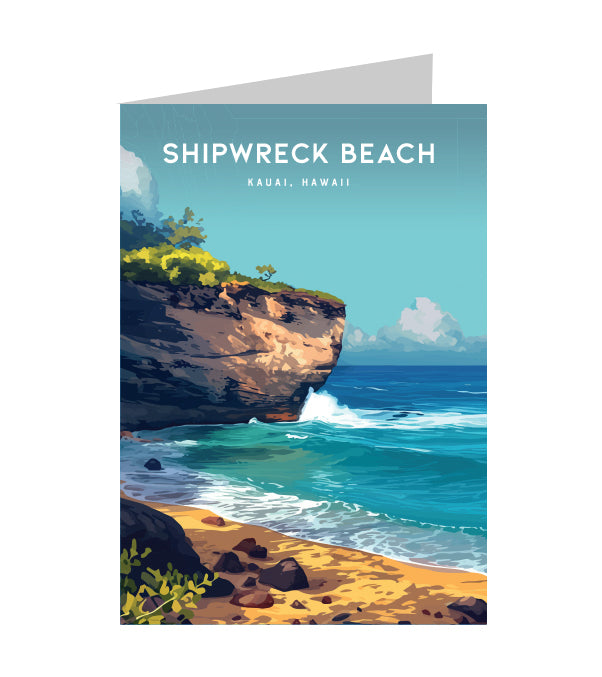 Greeting Card "Shipwreck Beach, Kauai" Hawaii Travel Art