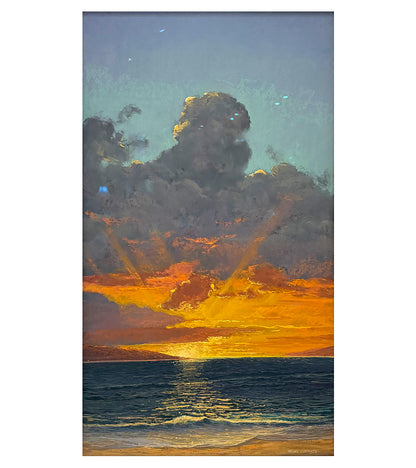 Original Pastel Painting "Sunset Off Kaho'olawe" by Michael Clements 20 x 36