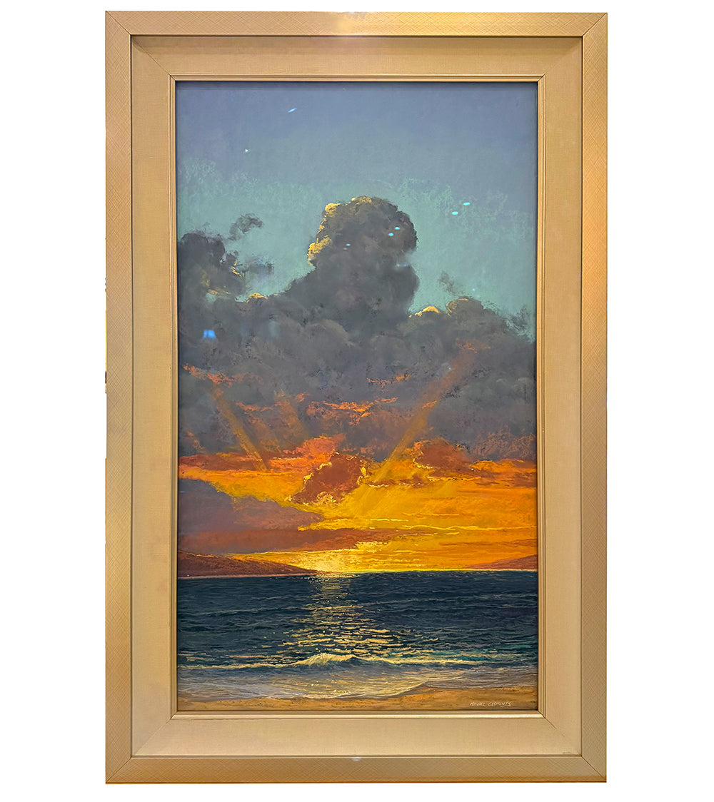 Original Pastel Painting "Sunset Off Kaho'olawe" by Michael Clements 20 x 36