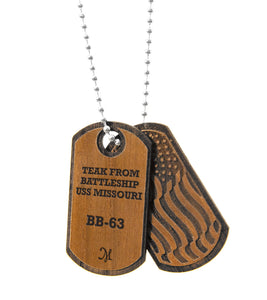 USSM Solid Teak Dog Tag Pendants