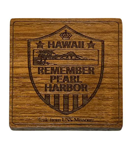 USS Missouri Teak Coaster, recuerda Pearl Harbor