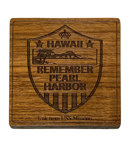 USS Missouri Teak Coaster, Remember Pearl Harbor