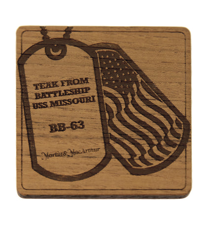 USS Missouri Teak Coaster, Dog Tags