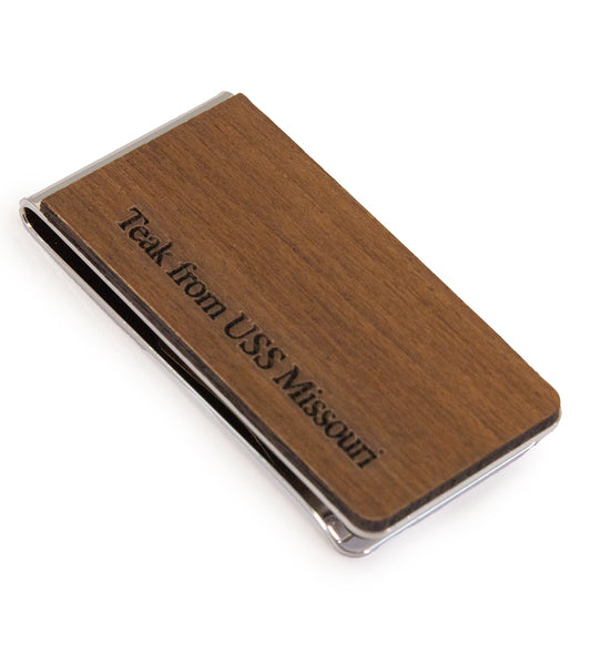 USSミズーリ チーク材 マネークリップ