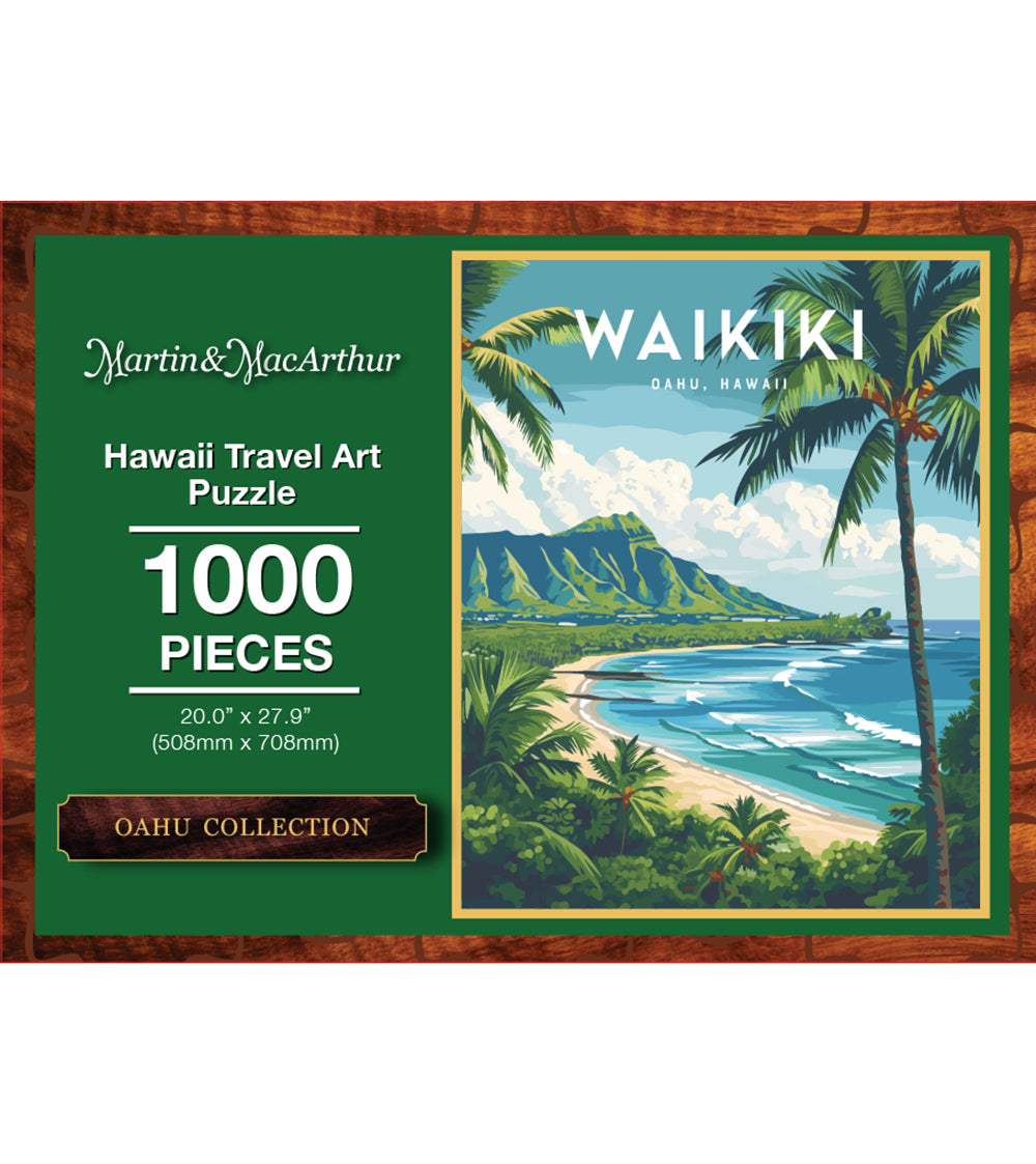 "Waikiki" Hawaii Travel Art Jigsaw Puzzle
