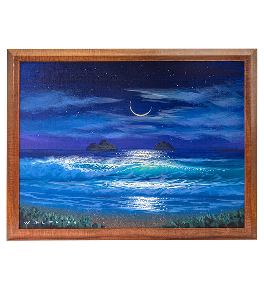Pintura original: Acrílico: Luna Plateada Lanikai de Walfrido García