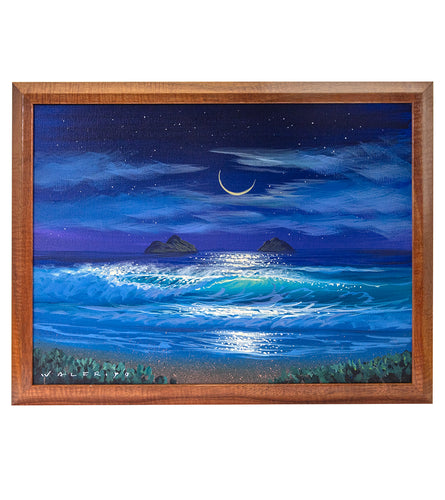 Original Painting: Acrylic: Silver Moon Lanikai by Walfrido Garcia