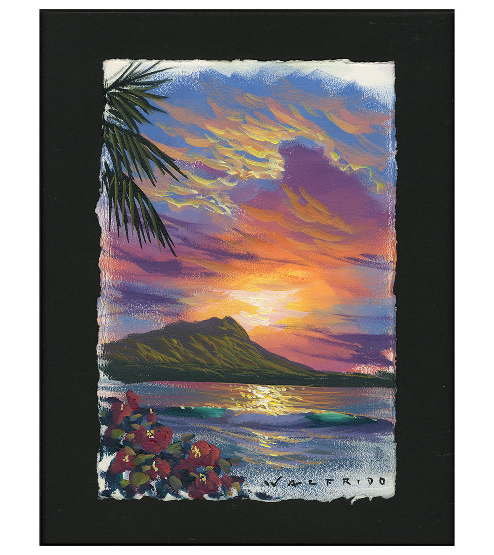 オリジナル絵画：アクリル：ウォルフリド・ガルシア作「満月の海景」