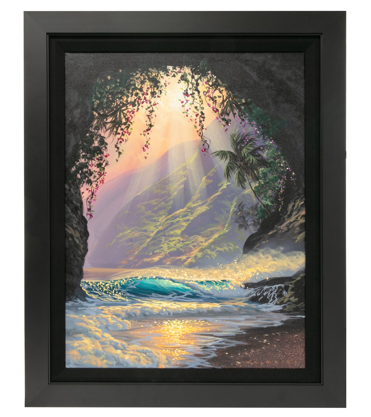 オリジナル絵画：アクリル：ウォルフリド・ガルシア作「満月の海景」