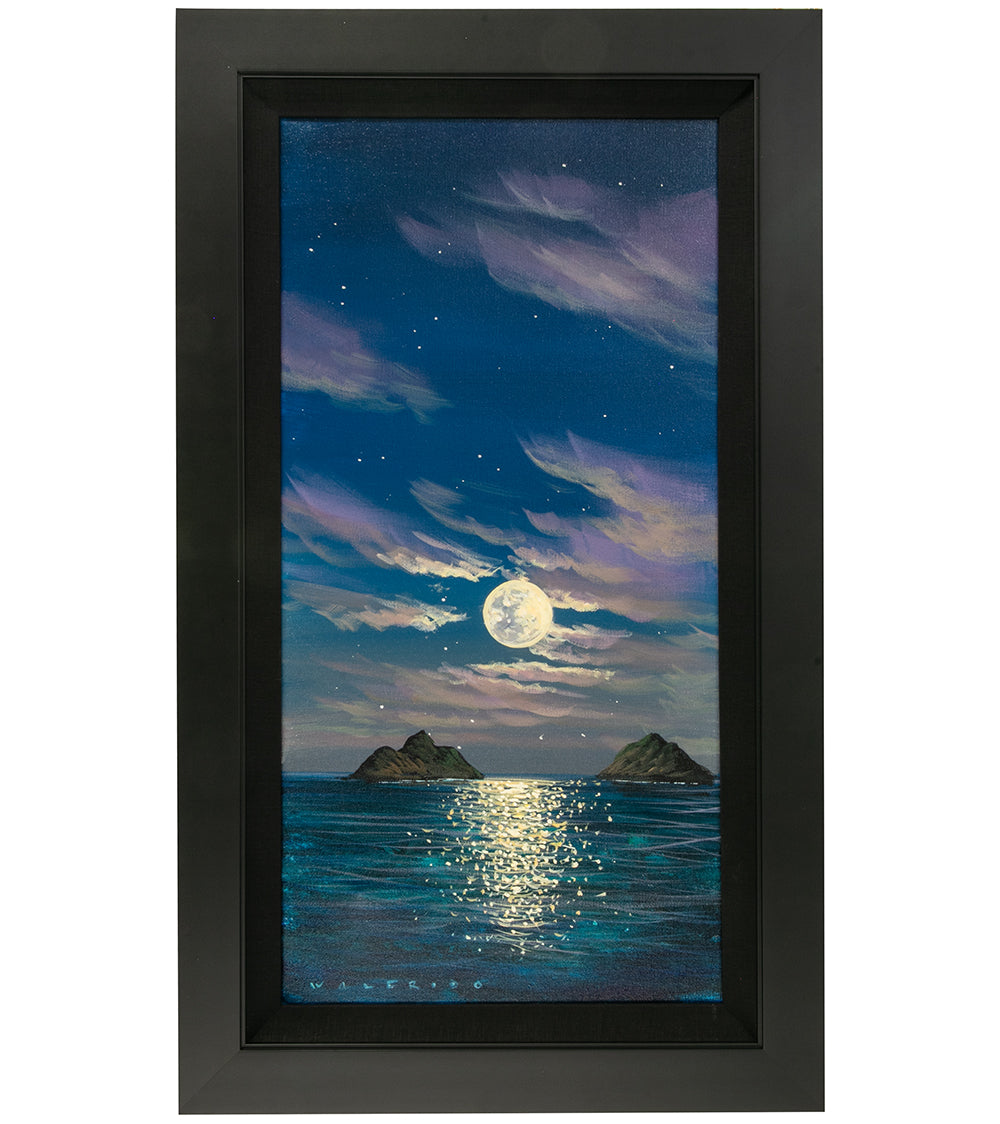 オリジナル絵画：アクリル：ウォルフリド・ガルシア作「満月の海景」