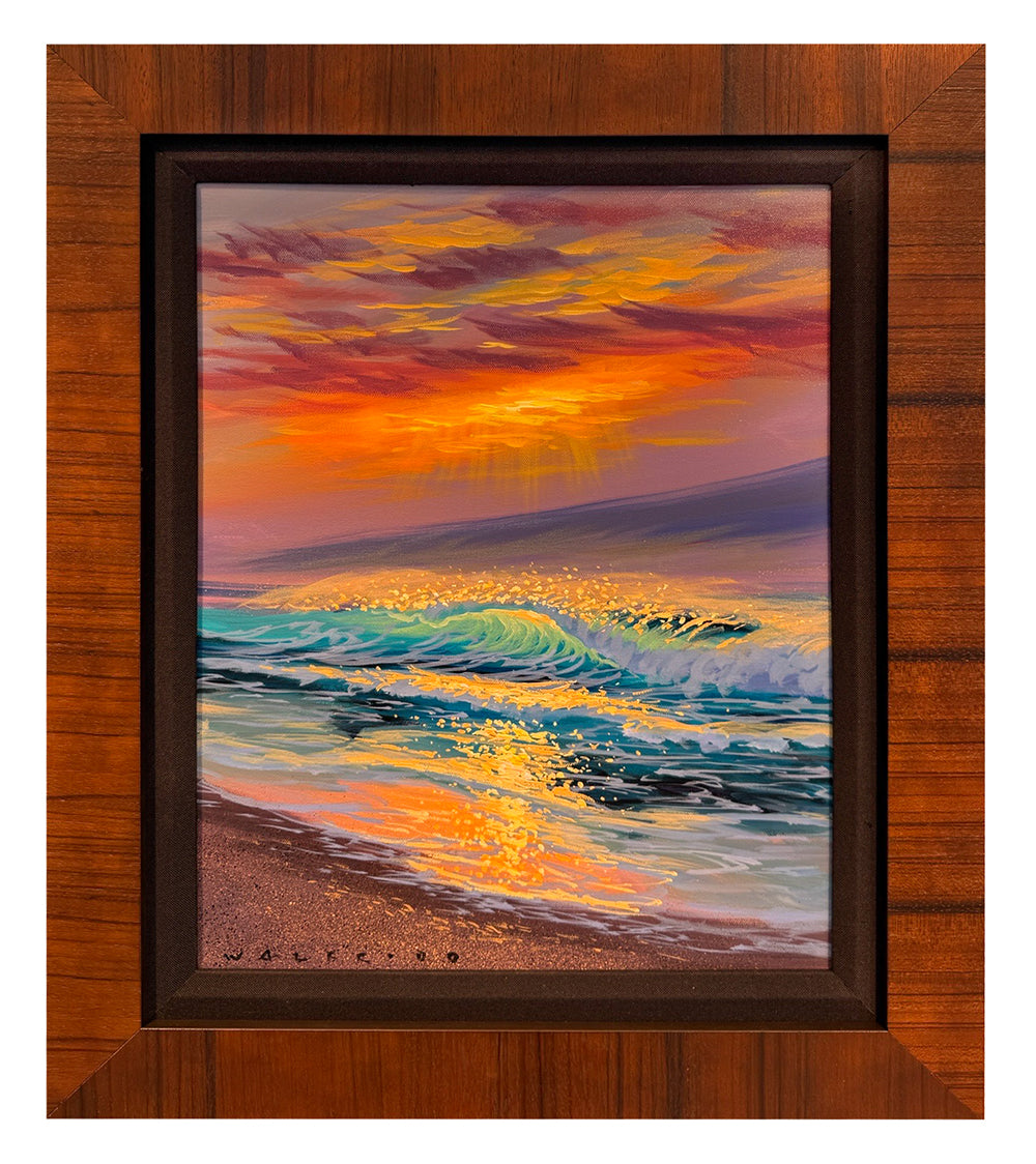 Pintura original: Acrílico: Paisaje marino de luna llena de Walfrido García