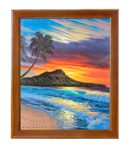 Original Painting: Acrylic on Wood: Magical Morning Diamondhead by Walfrido Garcia