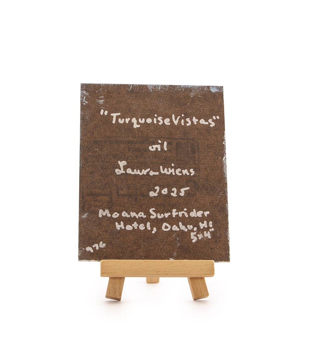 Original Oil Painting "Turquoise Vistas 976" with Table-top Easel by Laura Wiens