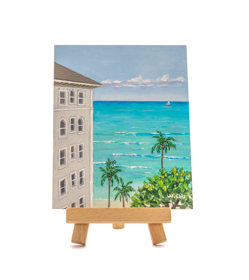 Original Oil Painting "Turquoise Vistas 976" with Table-top Easel by Laura Wiens