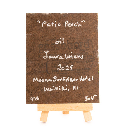 Original Oil Painting "Patio Perch 978" with Table-top Easel by Laura Wiens