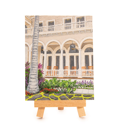 Original Oil Painting "Patio Perch 978" with Table-top Easel by Laura Wiens