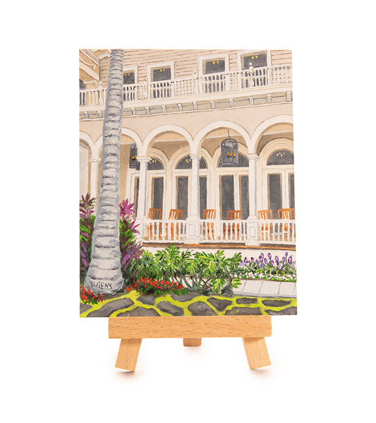 Original Oil Painting "Patio Perch 978" with Table-top Easel by Laura Wiens