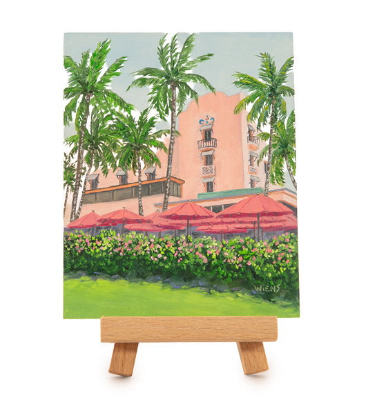 Original Oil Painting "Shades of Pink 986" with Table-top Easel by Laura Wiens