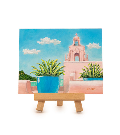 Original Oil Painting "Top of the Royal Hawaiian 1003" with Table-top Easel by Laura Wiens