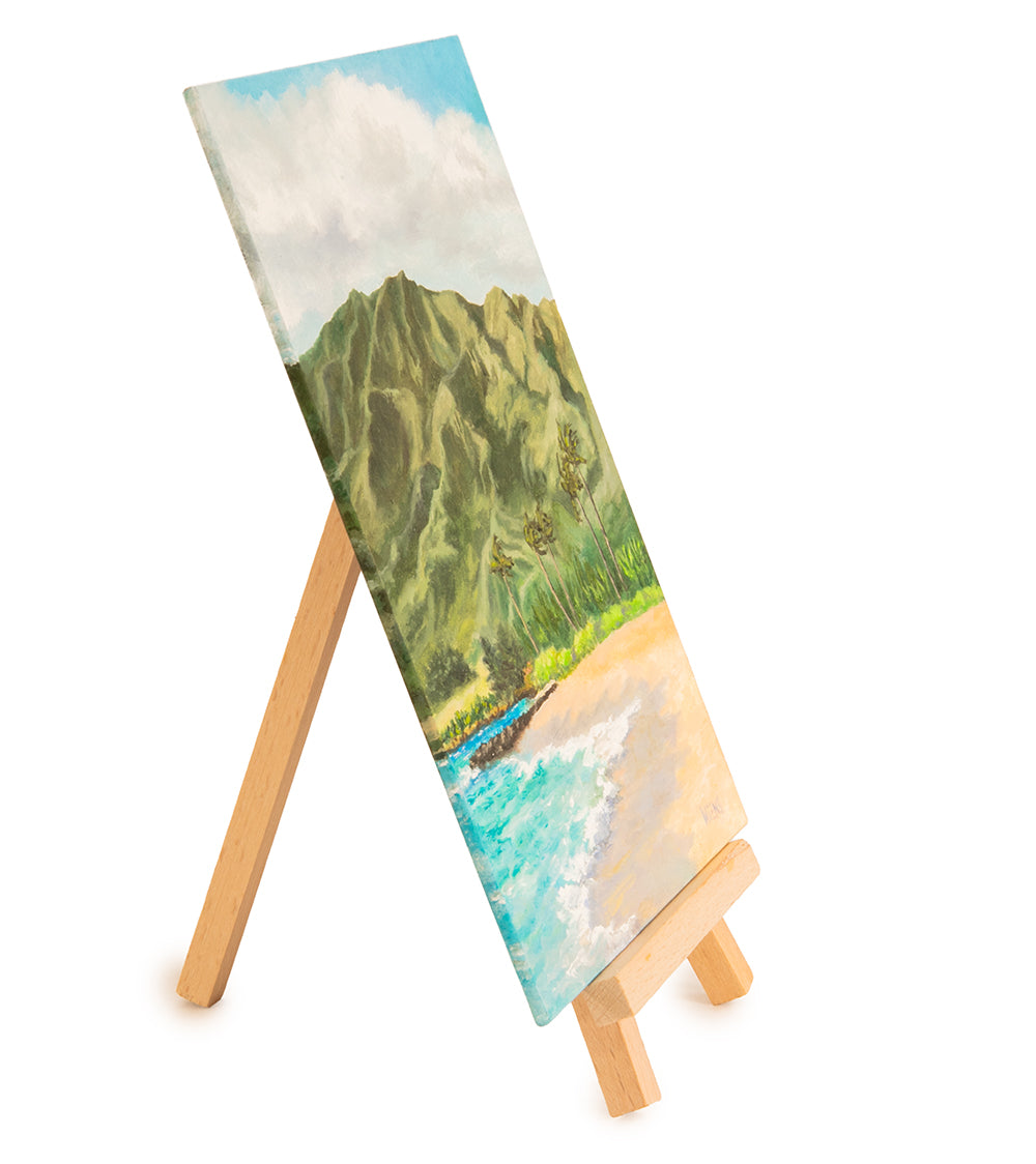 Original Oil Painting "Kaʻanapali Beach 1021" with Table-top Easel by Laura Wiens