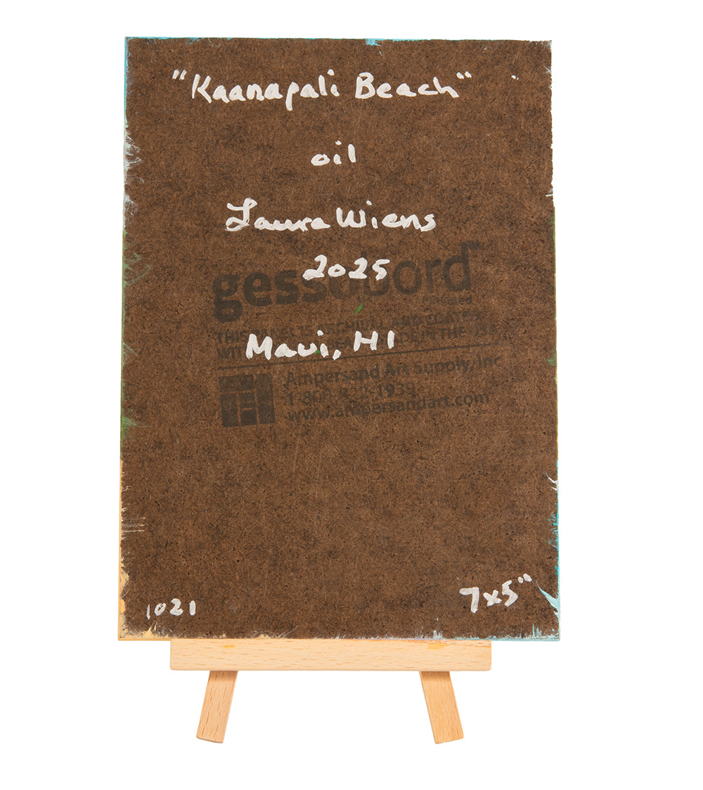 Original Oil Painting "Kaʻanapali Beach 1021" with Table-top Easel by Laura Wiens