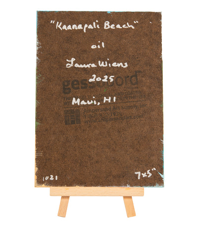 Original Oil Painting "Kaʻanapali Beach 1021" with Table-top Easel by Laura Wiens