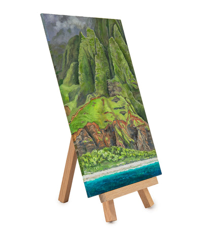 Original Oil Painting "Napali Coast 1027" with Table-top Easel by Laura Wiens