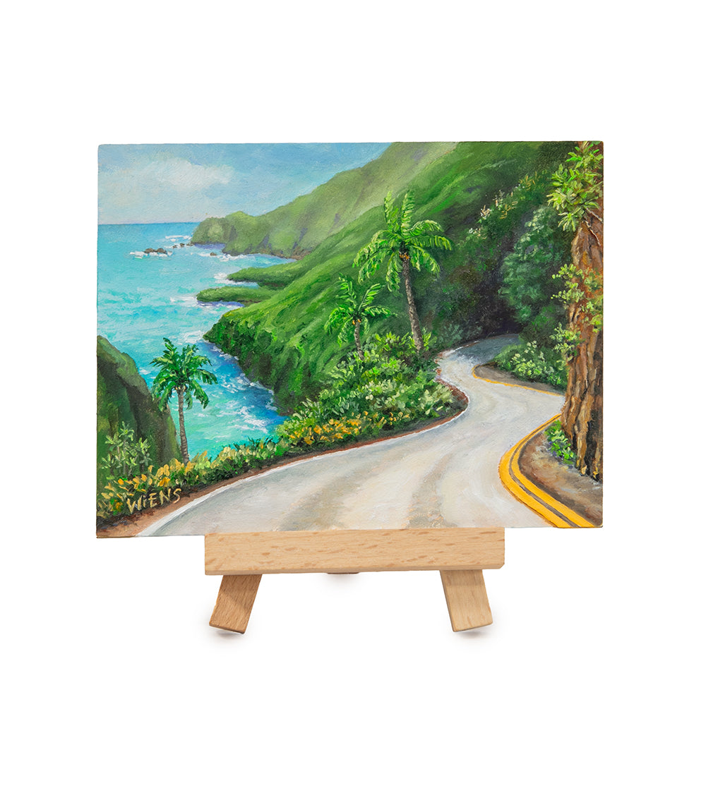 Original Oil Painting "Hana Highway 1030" with Table-top Easel by Laura Wiens