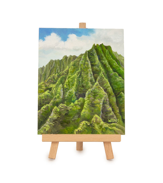 ローラ・ウィーンズ作 オリジナル油絵「モアナ・サーフライダーのロッキングチェア 987」卓上イーゼル付き