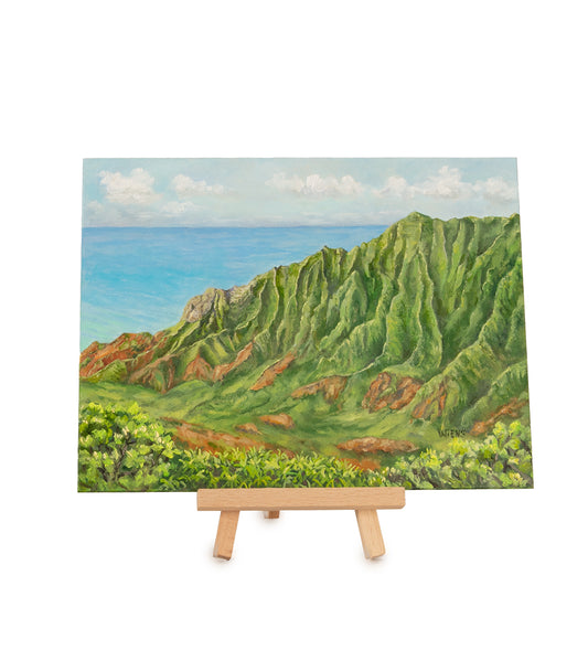 ローラ・ウィーンズ作 オリジナル油絵「モアナ・サーフライダーのロッキングチェア 987」卓上イーゼル付き