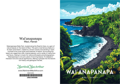 Greeting Card "Waiʻanapanapa, Maui" Hawaii Travel Art
