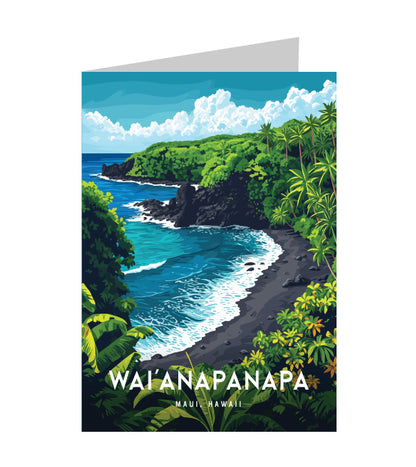 Greeting Card "Waiʻanapanapa, Maui" Hawaii Travel Art