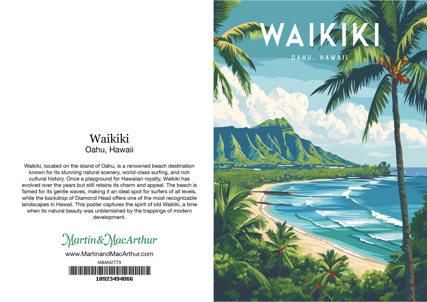 Greeting Card "Waikiki, Oahu" Hawaii Travel Art