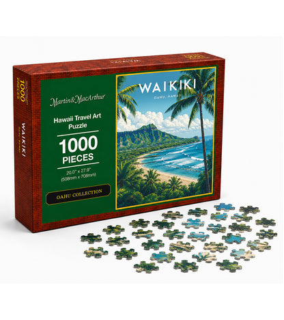 "Waikiki" Hawaii Travel Art Jigsaw Puzzle