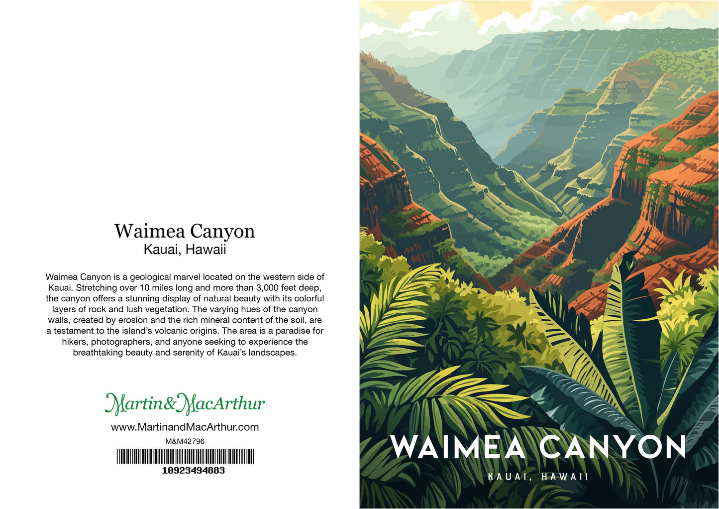 Greeting Card "Waimea Canyon, Kauai" Hawaii Travel Art