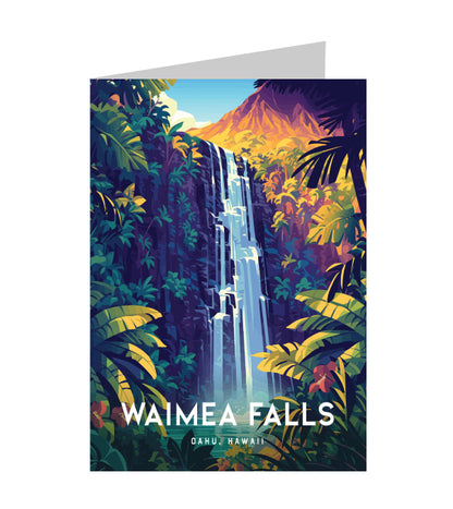 Greeting Card "Waimea Falls, Oahu" Hawaii Travel Art