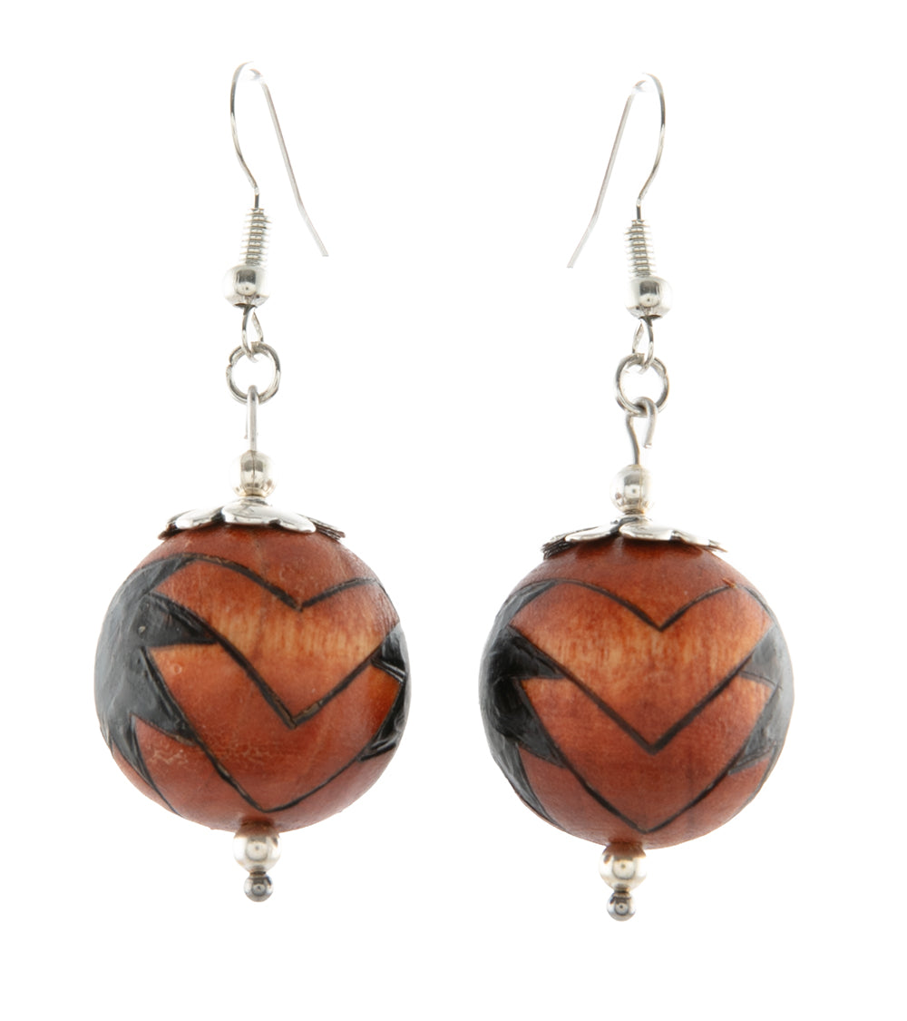 Pyrography Earrings - Large Beads