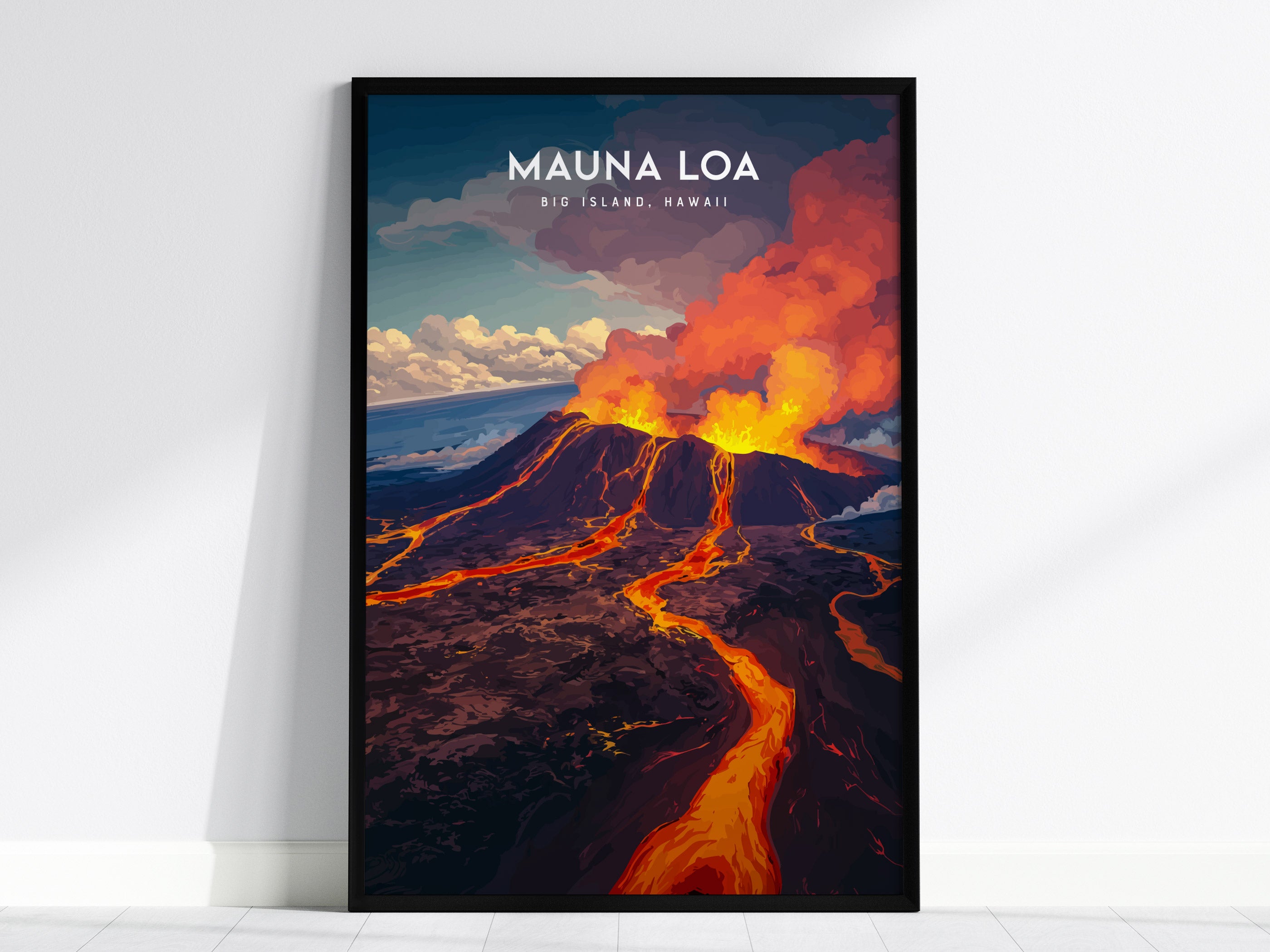 ☆油彩原画　アルホーグ　☆ジョンアルホーグ　マリンアート　ハワイ火山 ハワイ島マウナロア – Martin & MacArthur