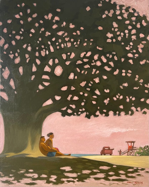 Pintura original: Torre de salvavidas roja de Tim Nguyen