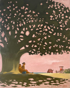 Original Painting: Red Lifeguard Tower by Tim Nguyen